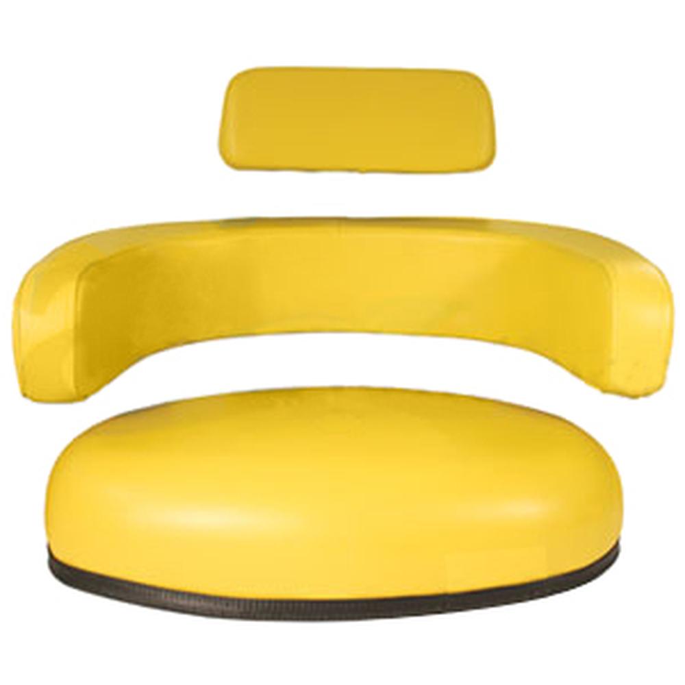 AR30790 3-pc Yellow Seat Cushion Set (Steel Back) Fits John Deere 020 105 2010