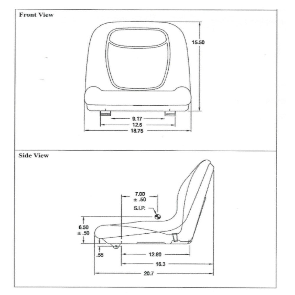 8280 KM 132 Uni Pro Hinged Bucket Seat Fits John Deere GT225 GT235 GT235E GT242