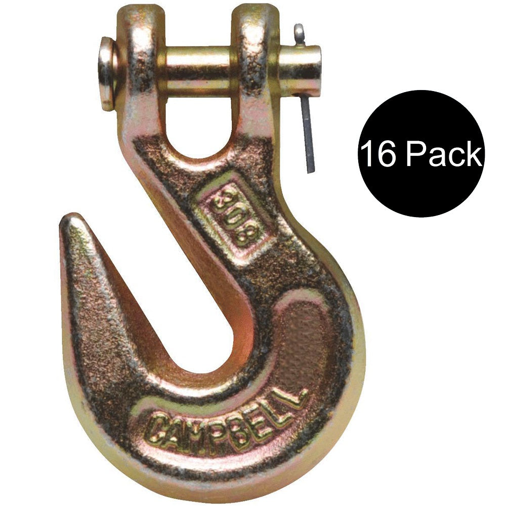 (16) 5/16" Clevis Grab Hooks Flatbed Truck Trailer Tie Down Tow Chain Hook