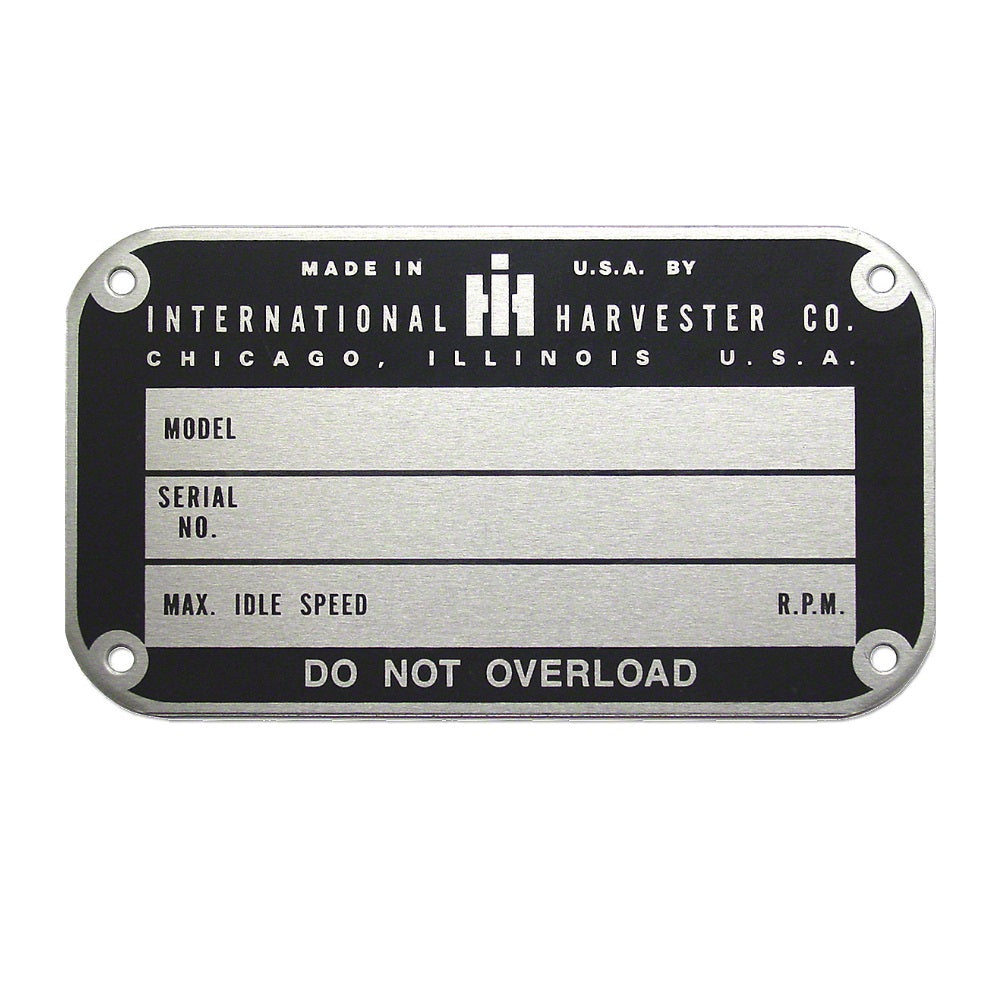 Serial Number Tag Latter Style 1950 & Up Fits IH Fits FARMALL Fits Internat