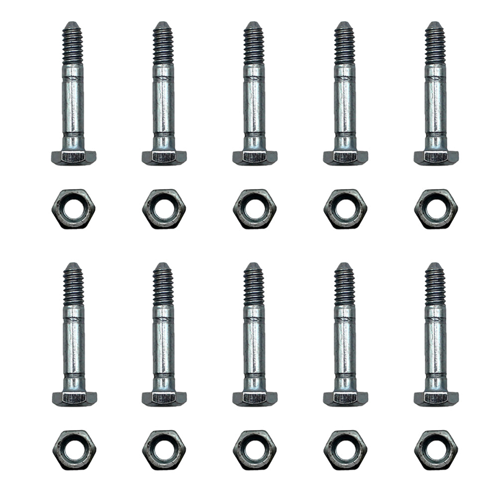 10 Pack Shear Pins and Nuts fits Ariens 532005 53200500 05907100 532-005