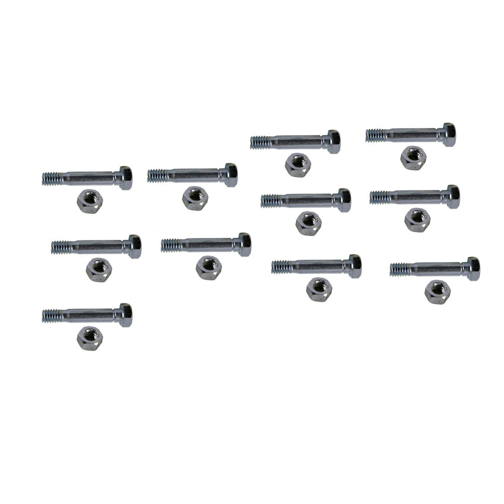 10 Snow Blower Shear Pin & Nuts For MTD 710-0891 & 910-0891, 5/16" - 18 x 1-3/4"