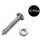 Qty 10: Shear Pin with Nut, 1-7/16" x 1/4" Fits Ariens Replaces 05907100