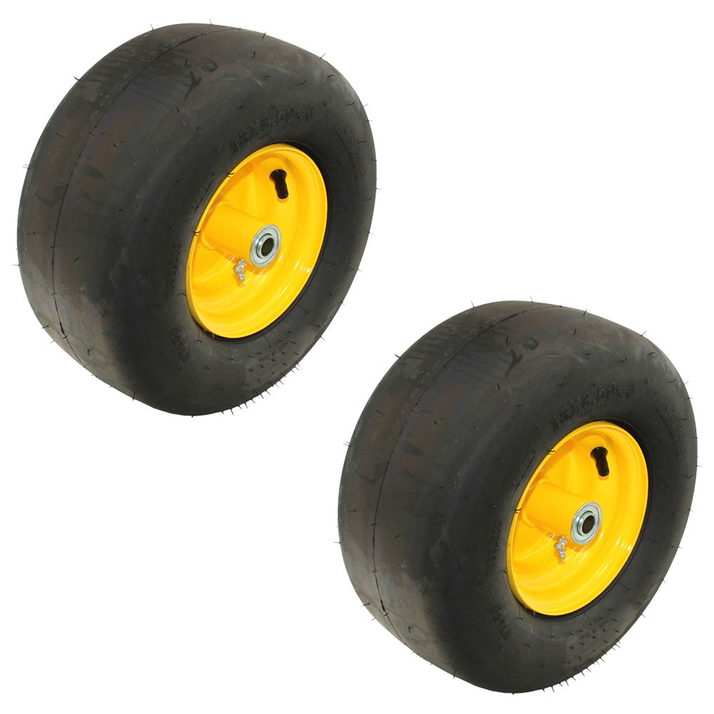 (2) 13x6.50-6 Smooth Wheel Assembly Fits John Deere Zero Turn Mower Z950A Z950M