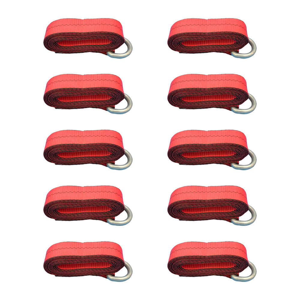 N/A Qty 10: Heavy Duty Lasso/Wheel Lift Straps (Red) Fits Universal