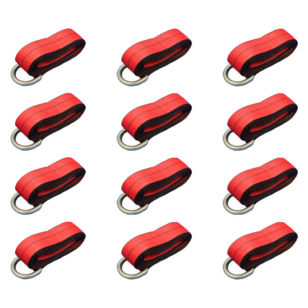 N/A Qty 12: Heavy Duty Lasso/Wheel Lift Straps (Red) Fits Universal