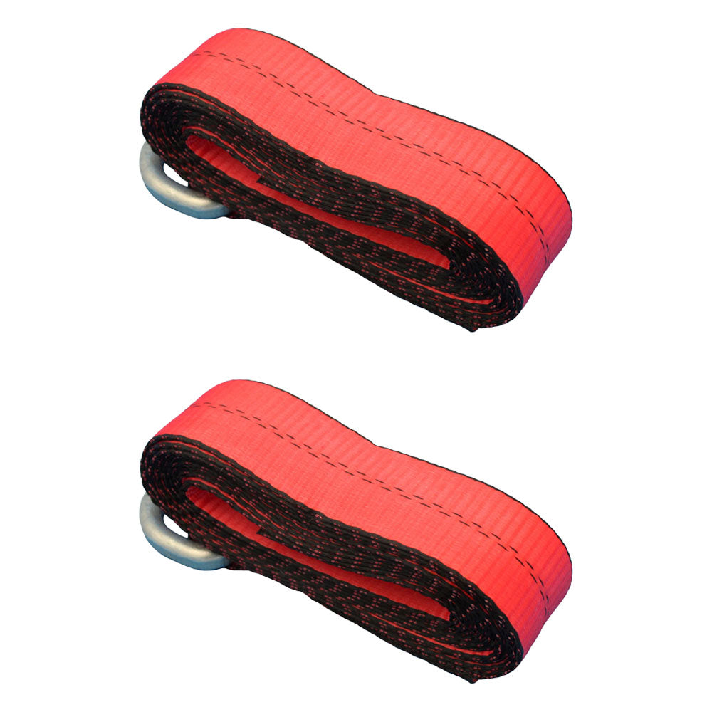 (2) Car Hauler Lasso Wheel Tie Down Straps 12' w/ D-Ring for Tow Dolly Tow Truck