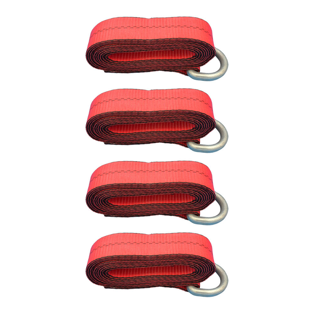 (4) Car Hauler Lasso Wheel Tie Down Straps 12' w/ D-Ring for Tow Dolly Tow Truck