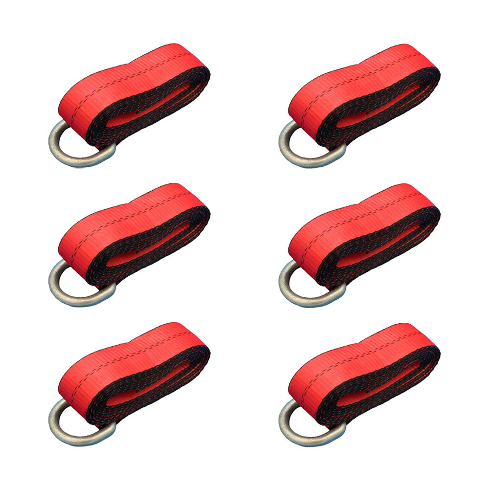 (6) Car Hauler Lasso Wheel Tie Down Straps 12' w/ D-Ring for Tow Dolly Tow Truck