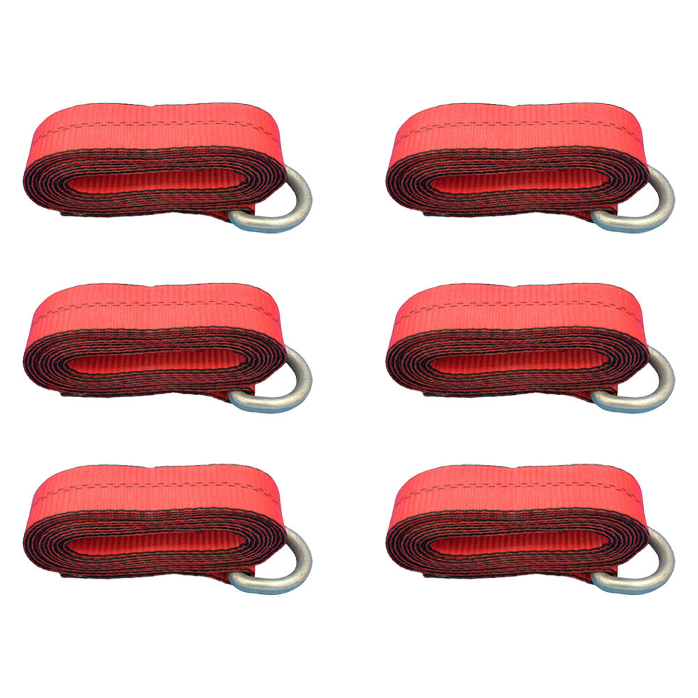 (6) Car Hauler Lasso Wheel Tie Down Straps 12' w/ D-Ring for Tow Dolly Tow Truck