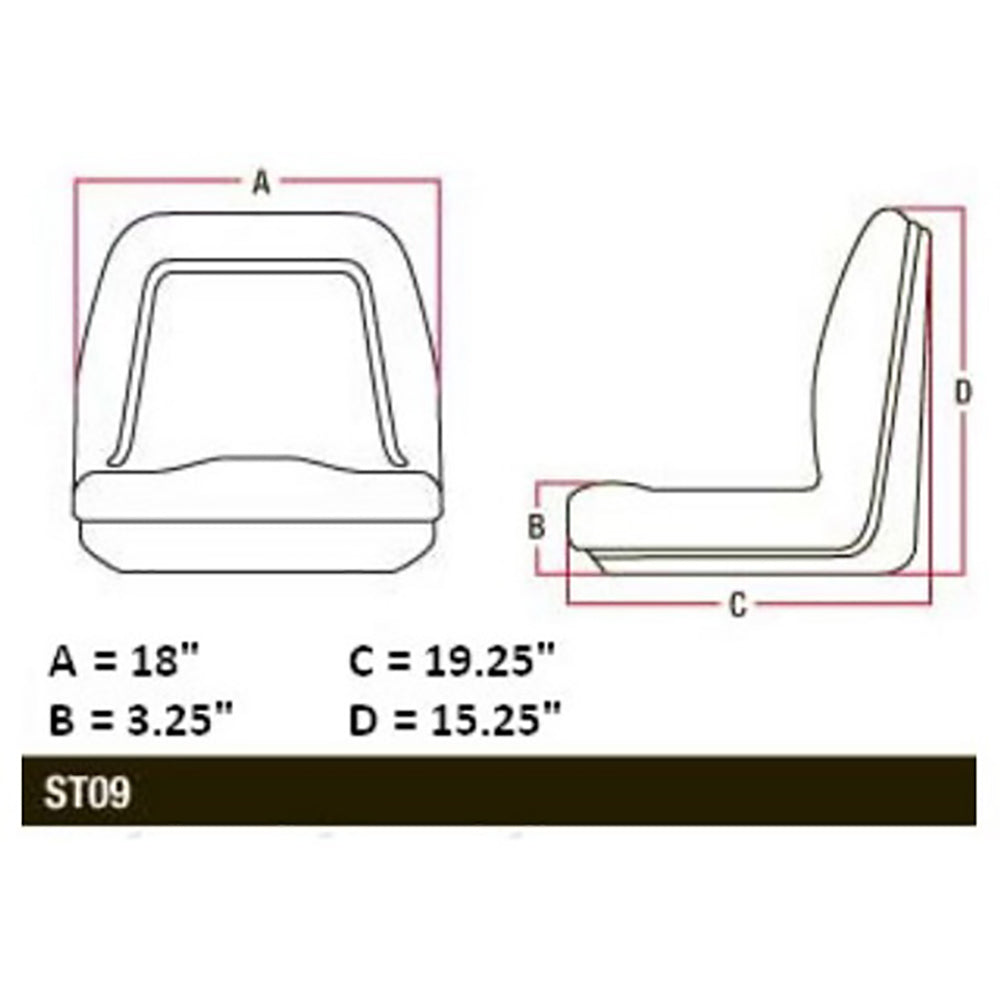 Michigan Style Seat w/o Tracks Fits Allis Chalmers Replaces B1TM333BL