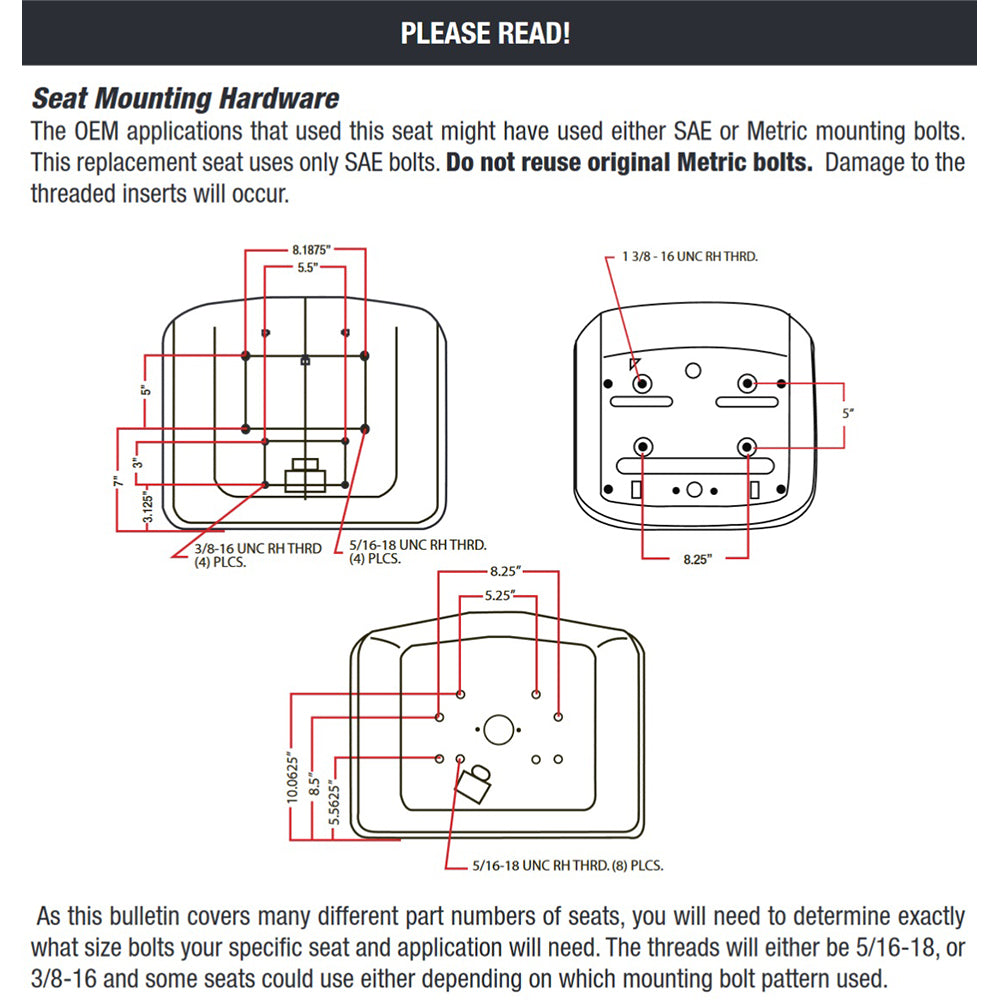 A-TM555BL Michigan Style Seat - Fits John Deere; Fits Kubota; Fits Massey Ferg +