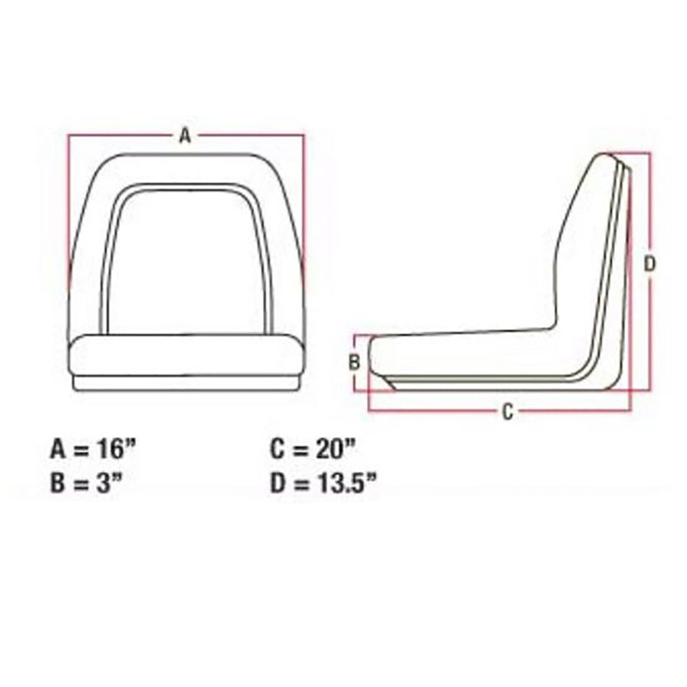 VLD1590 16" Narrow Flip Style Seat Fits Ford/New Holland