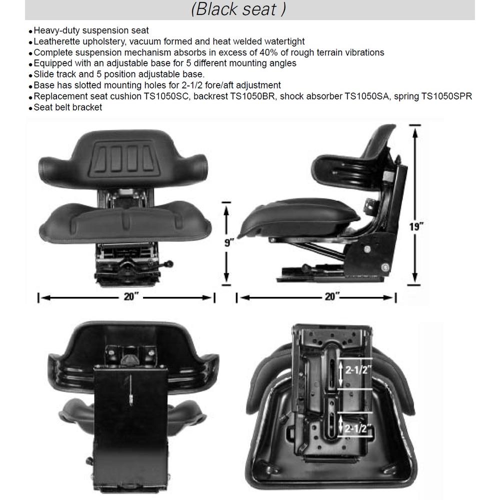 TY24764 Black Wrap Around Seat with Arms Fits John Deere