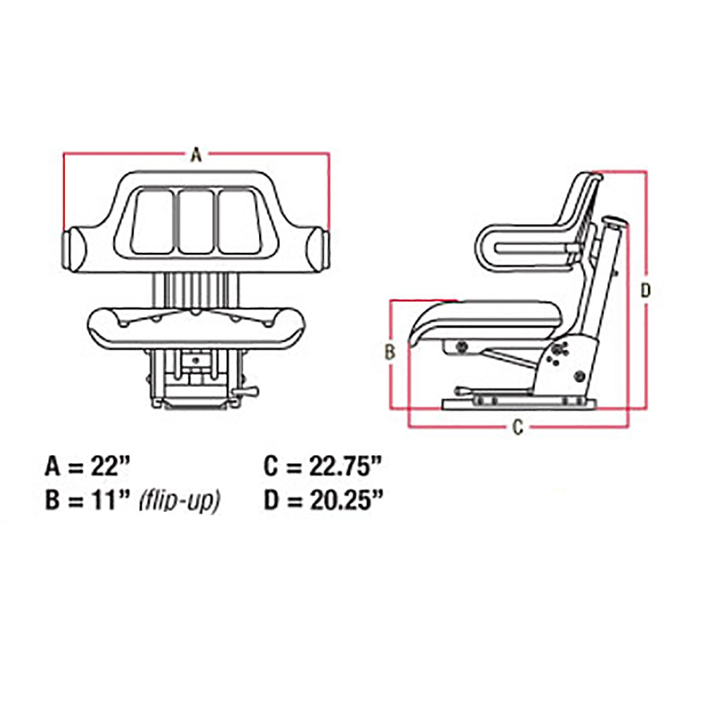 WF222BL-AIC Black Flip-Up Style Seat