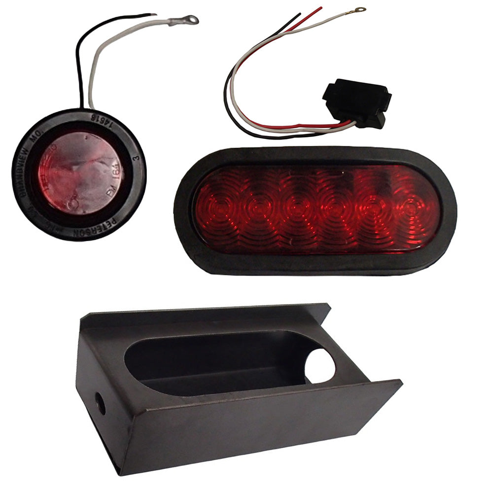 AY-TLR74-0002-AIC Tail Light Kit, 6" Red rear, 2" Red side LED lights with HD Steel Box